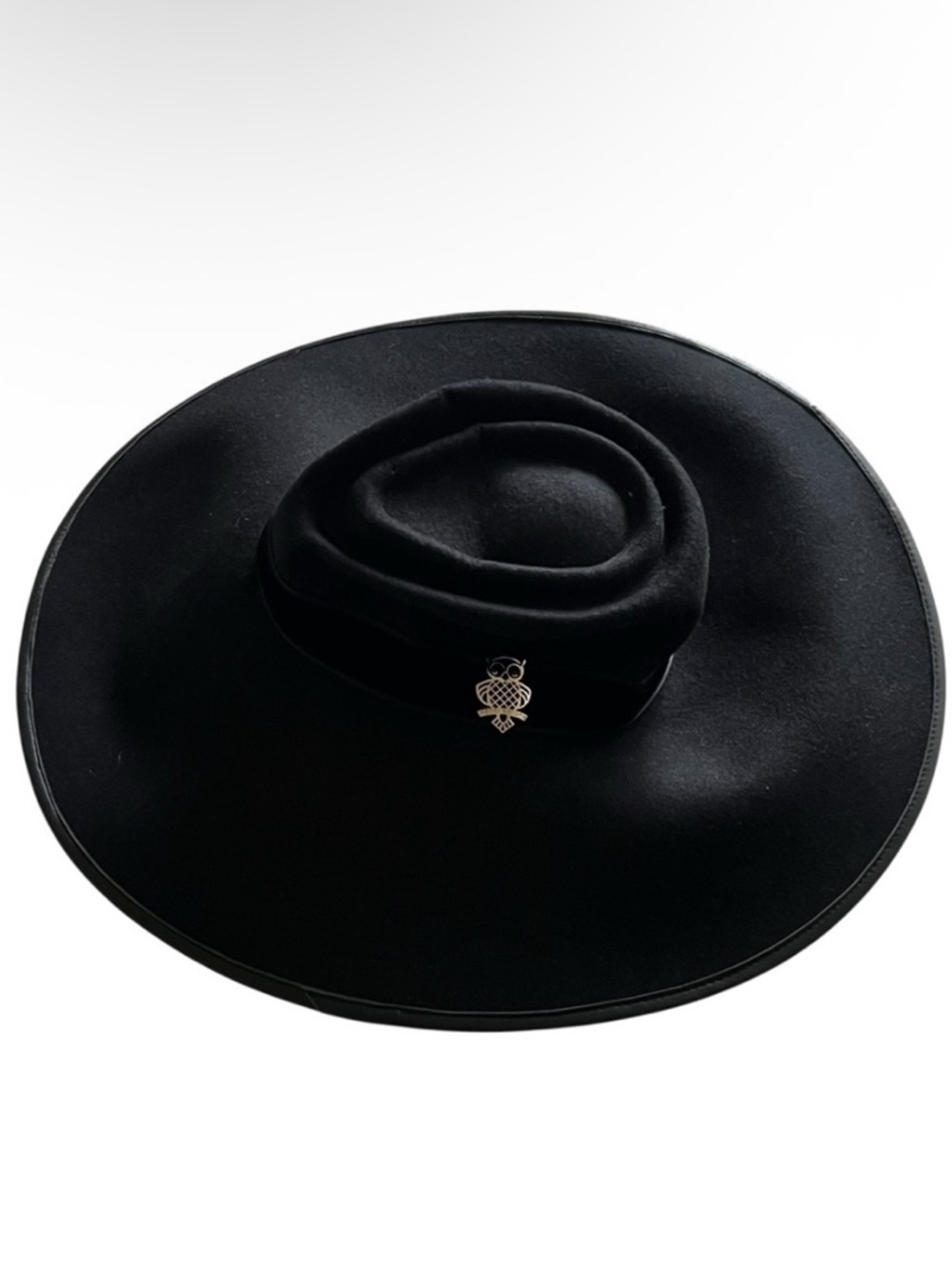 Henri Bendel Black Hazel Wide Brim 100% Wool Hat NWT One Size
